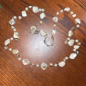 Vintage long cornflake pearl necklace